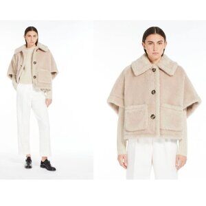 MAXMARA Cape in alpaca and wool Teddy fabric - Beige M/L